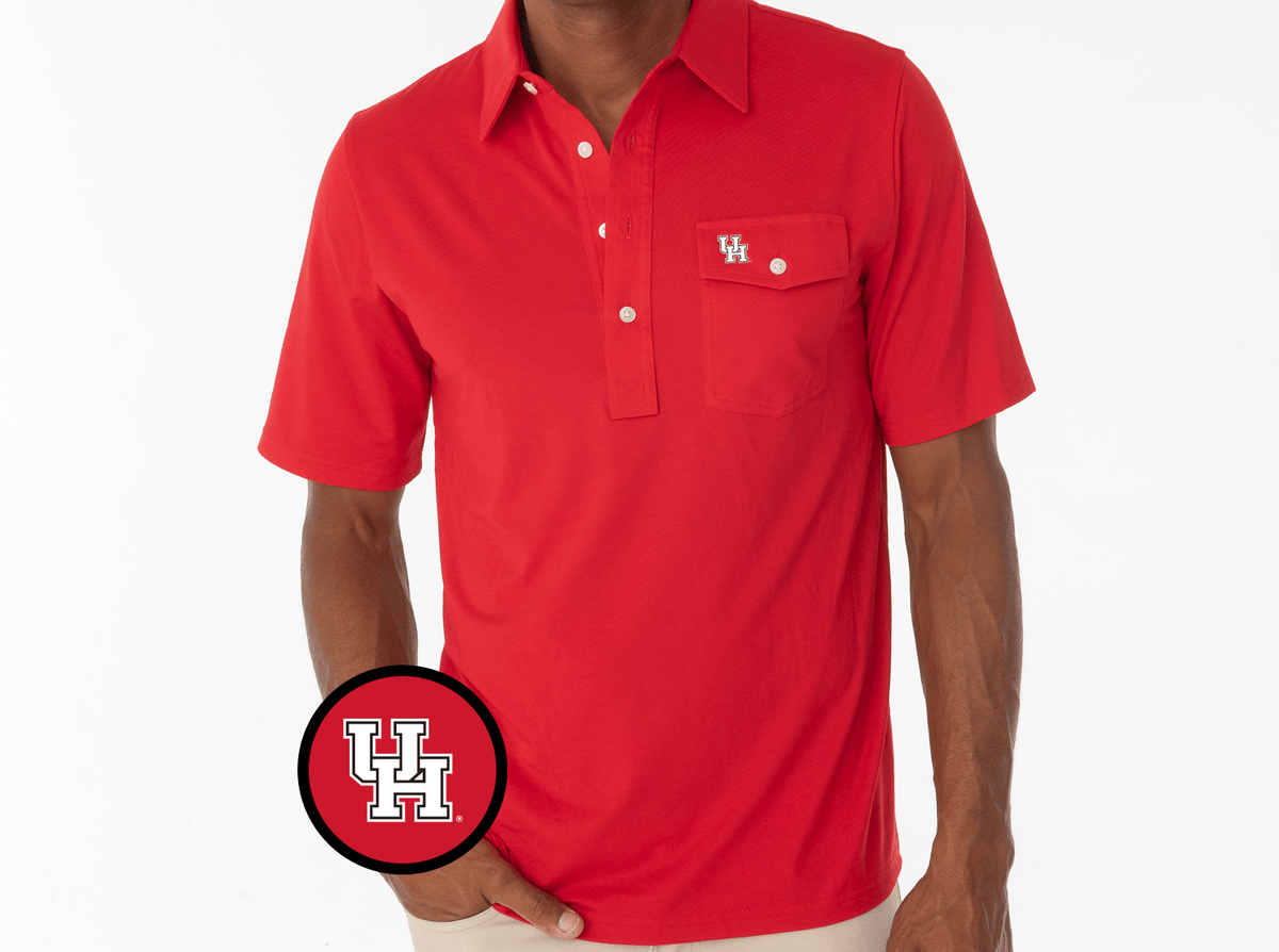 Criquet Houston Coaches Players Shirt in Interlock, Red, view 2