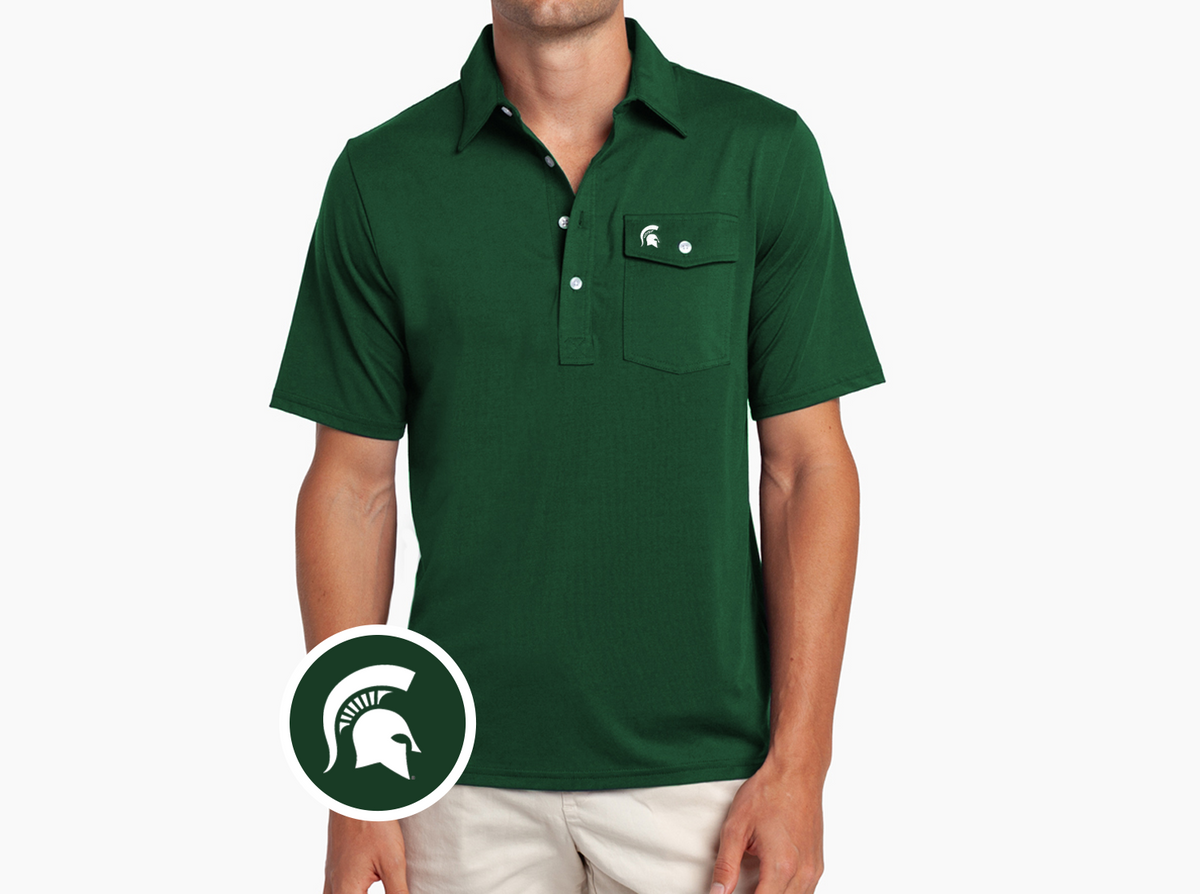 Criquet Michigan State in Coaches Players Shirt, Spartan Helmet, Dark Green, view 2