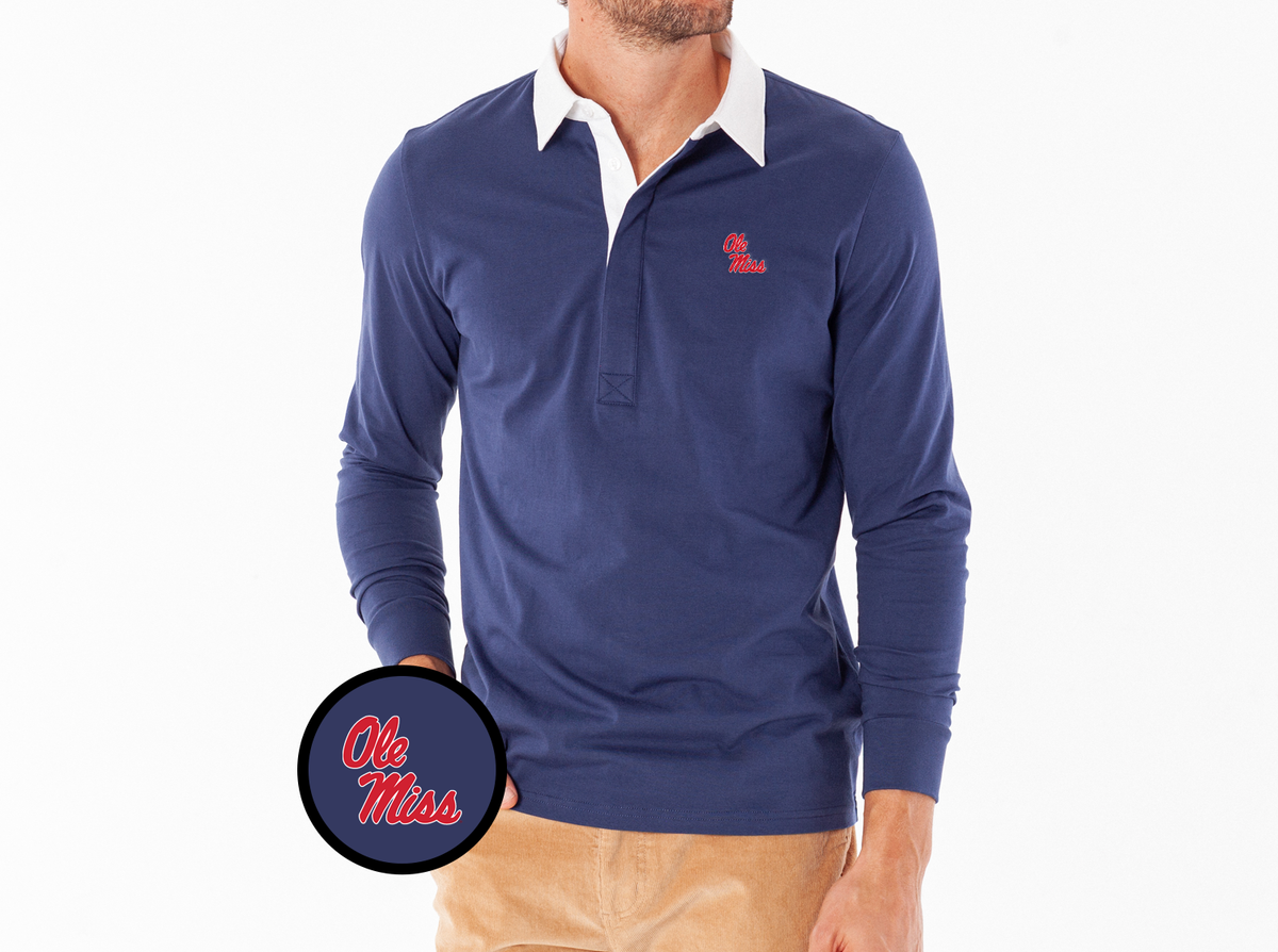 Ole Miss - Coach's Rugby Shirt - Ole Miss Stacked - Navy