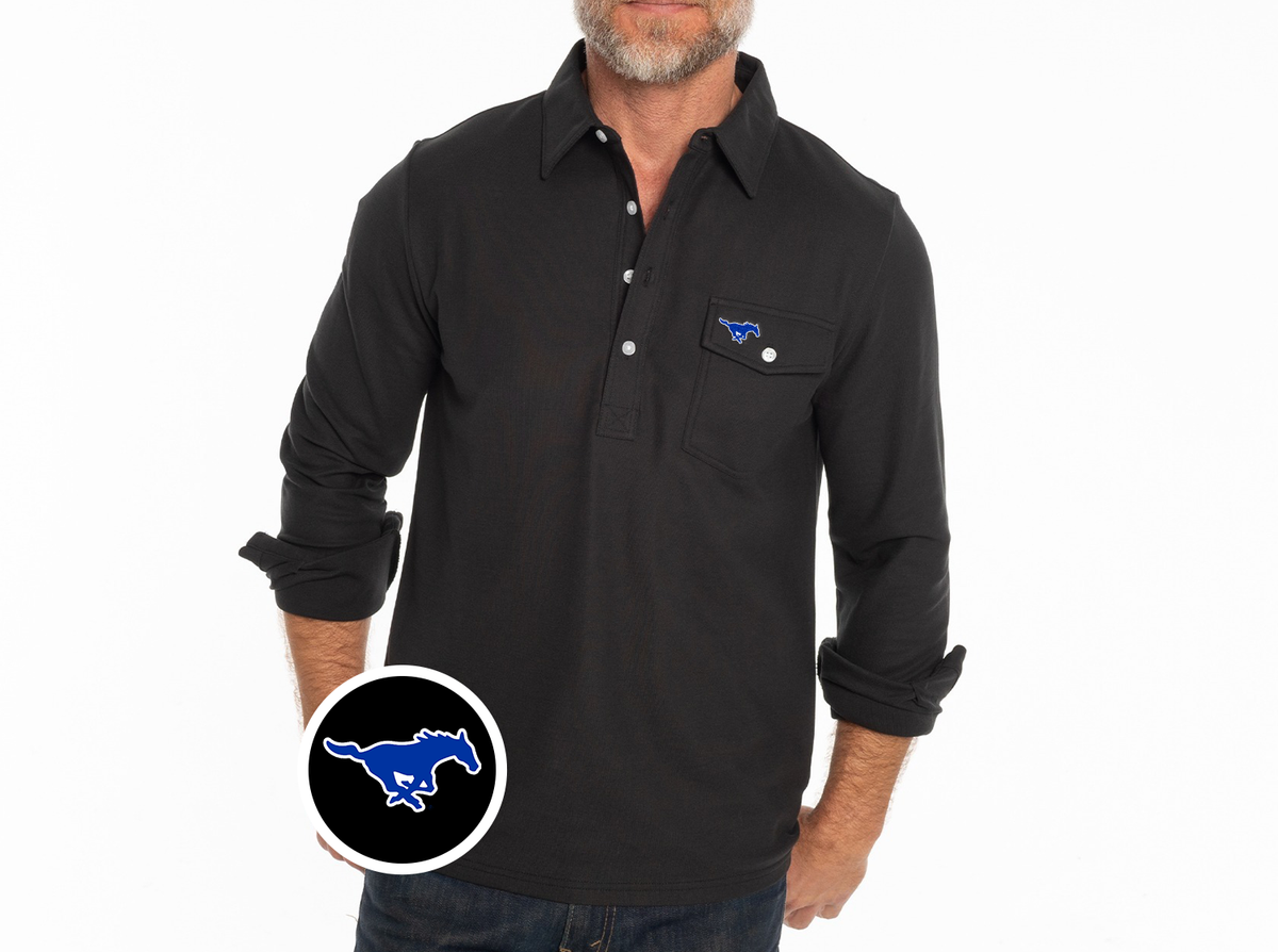 SMU - Coach's Long Sleeve Players Shirt - Mustang - Blackstone