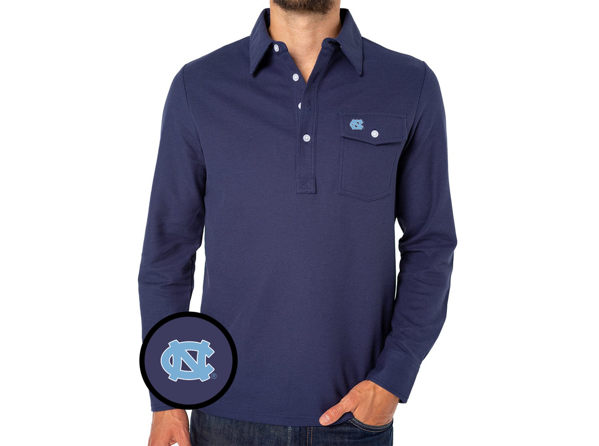 North Carolina - Coach's Long Sleeve Players Shirt - NC Interlock - Peacoat