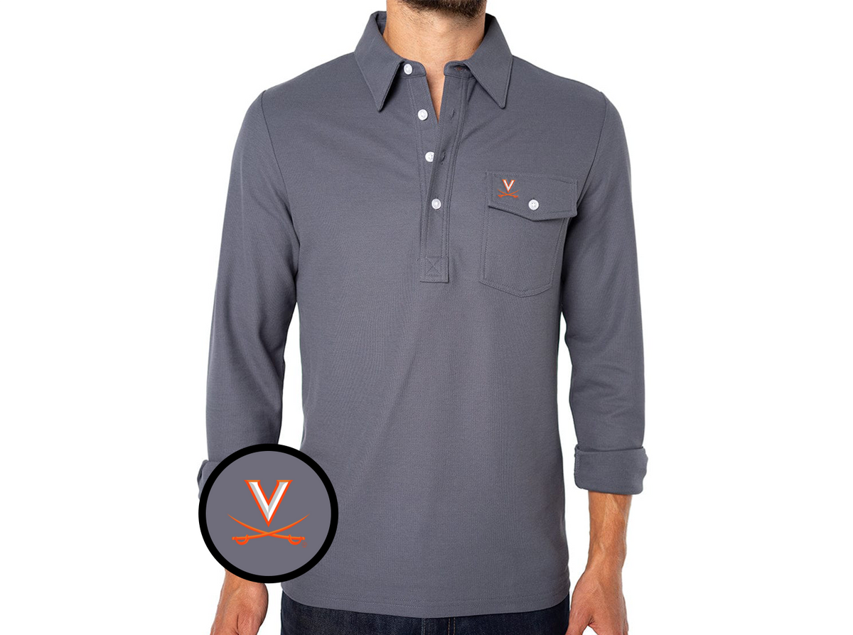 Virginia - Coach's Long Sleeve Players Shirt - V w/ Sword - Blue Steel