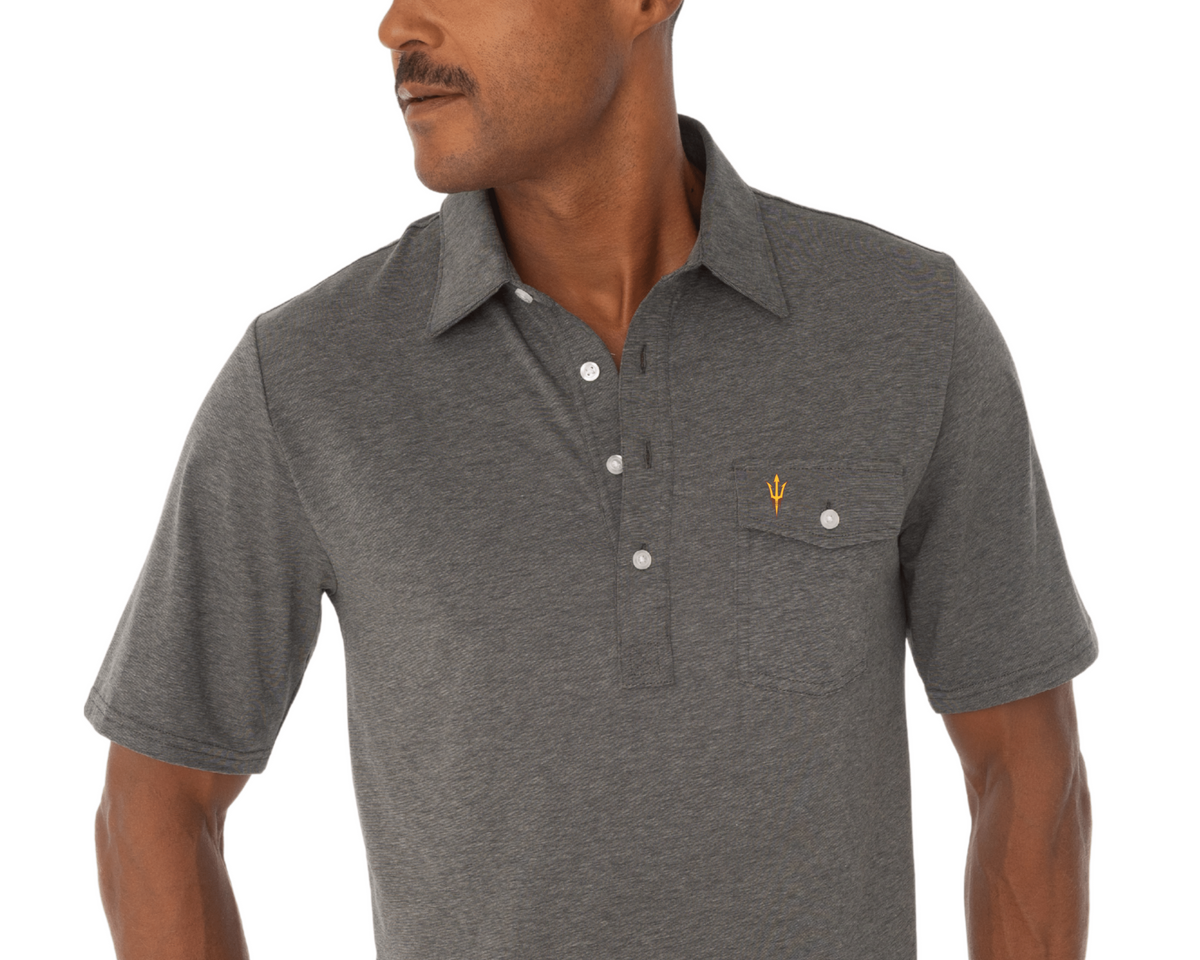 Criquet Arizona State in Coach's Performance Players Shirt, Pitchfork, Heather Grey, view 2