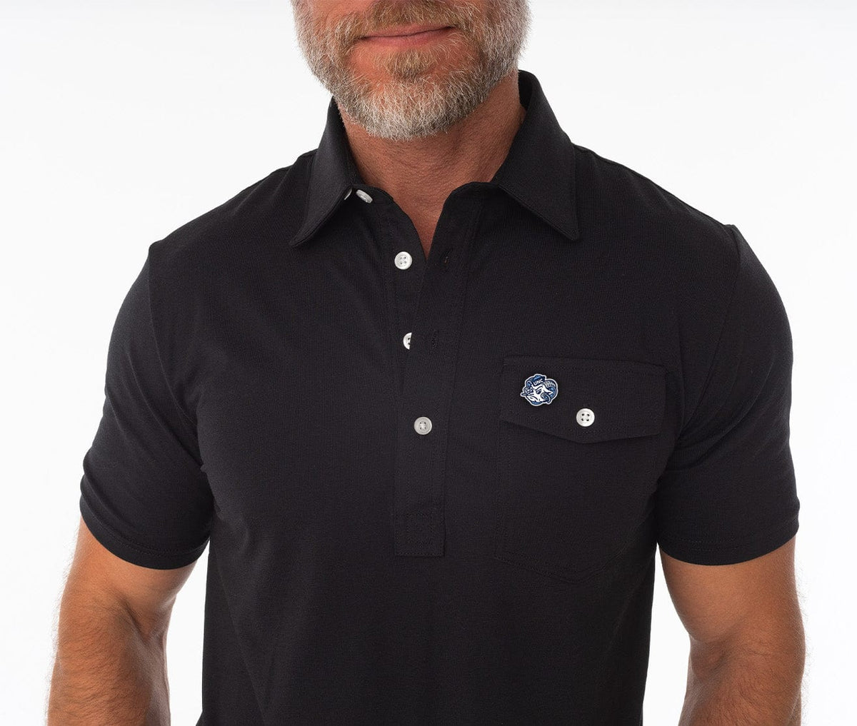 Criquet North Carolina in Coach's Performance Players Shirt, Tarheel Head, Black, view 2