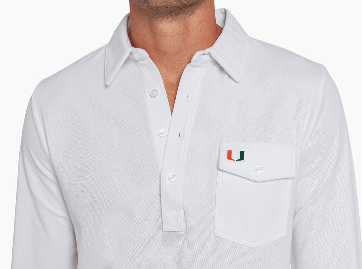 Criquet Miami Long Sleeve Players Shirt in U Icon, White, view 2