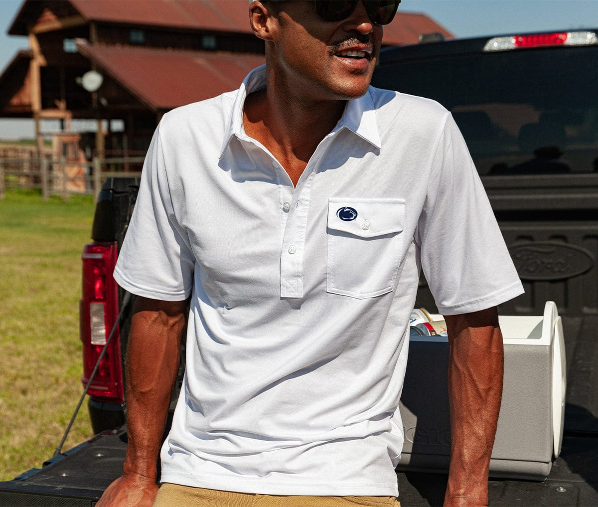 Criquet Penn State in Coach's Performance Players Shirt, PSU Lion, White, view 7