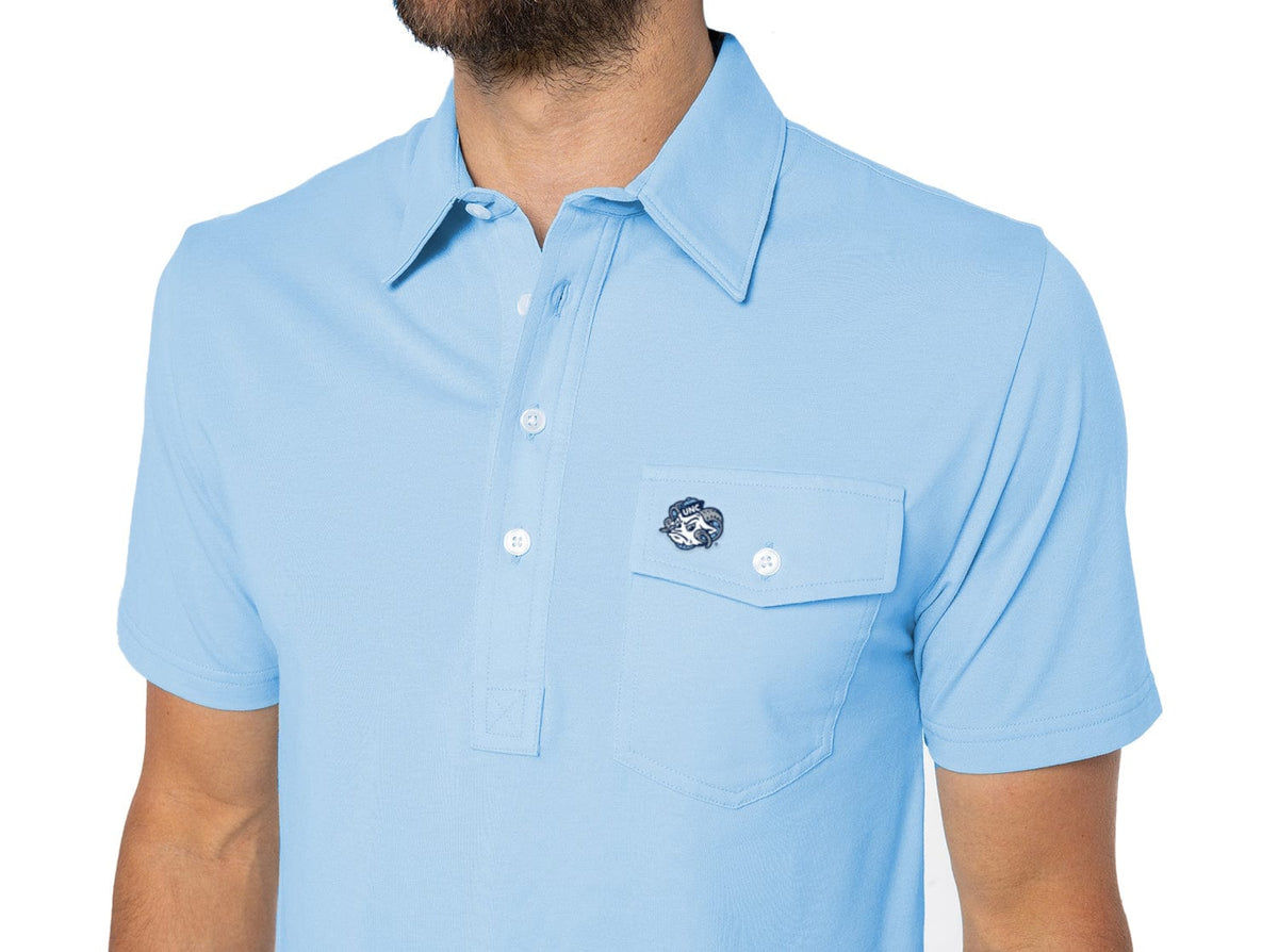Criquet North Carolina in Coach's Performance Players Shirt, Tarheel Head, Lt. Blue, view 2