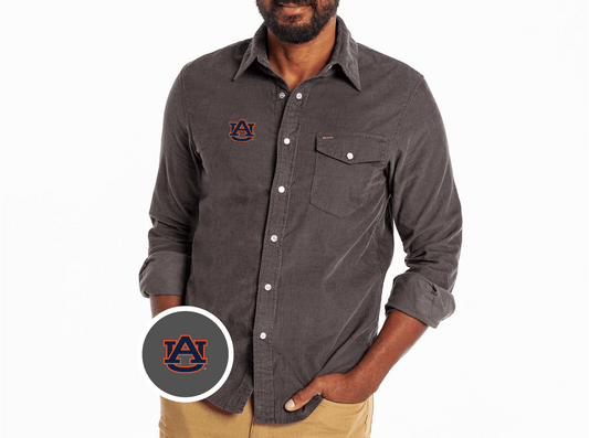 Criquet Auburn Corduroy Pearl Snap in AU, Charcoal, view 1