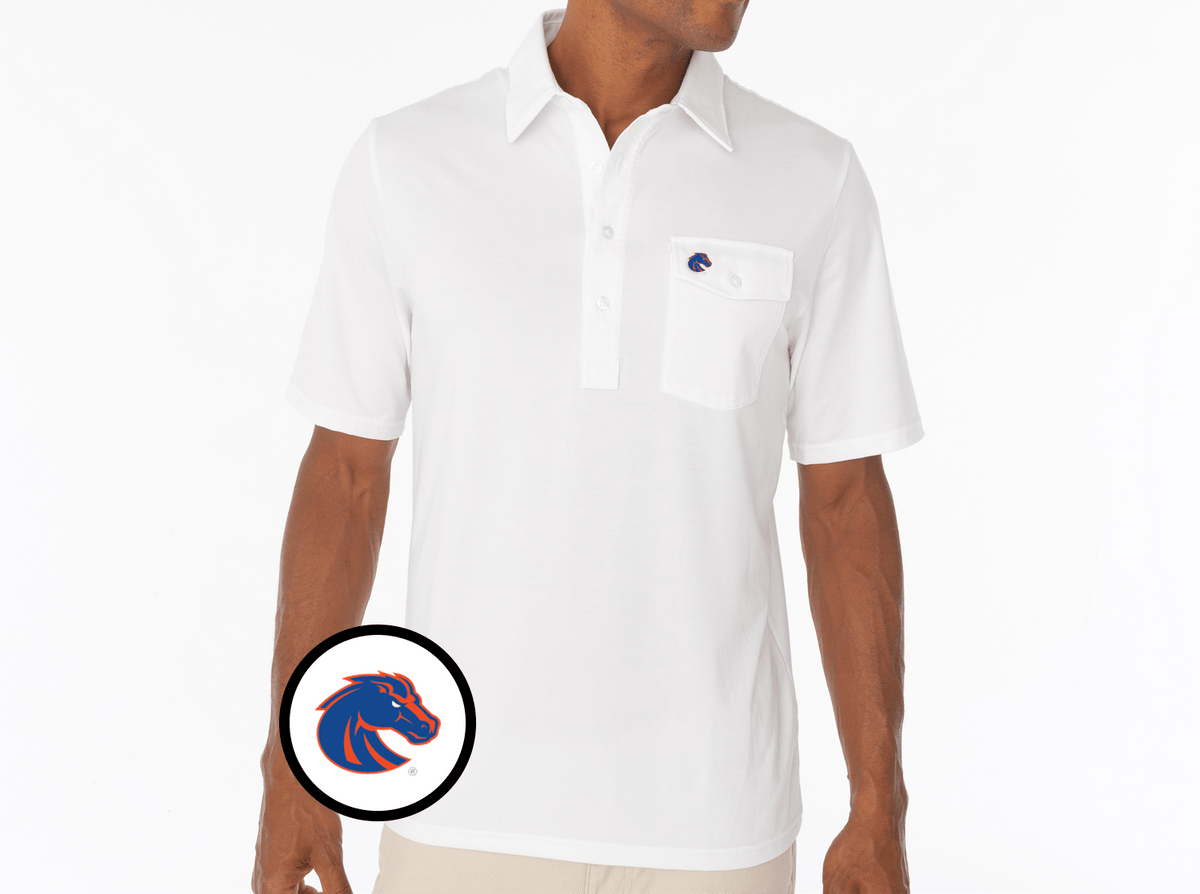 Criquet Boise State in Coach's Performance Players Shirt, Bronco, White, view 1