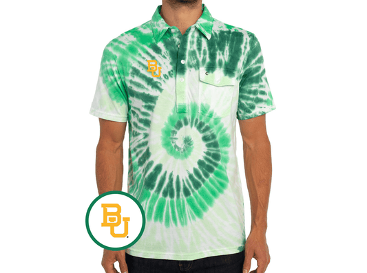 Criquet Baylor Classic Players Shirt in BU, Tie Dye Green, view 1