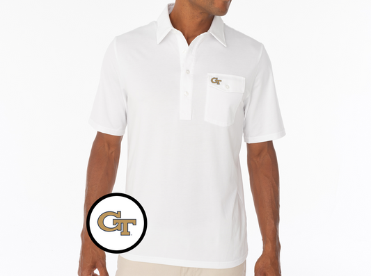 Criquet Georgia Tech in Coaches Players Shirt, GT Outline, White, view 1
