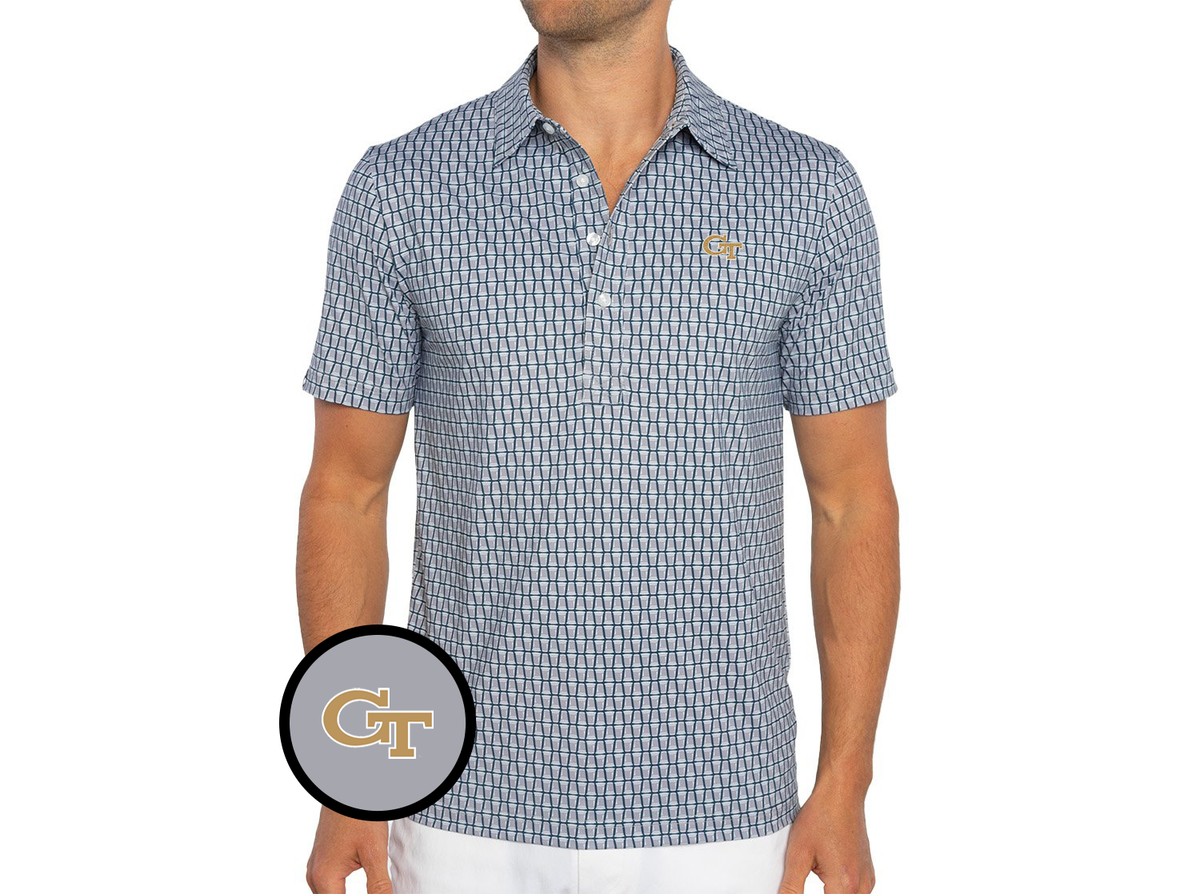 Georgia Tech - Coach's Range Polo - GT Outline - Solo Print Grey