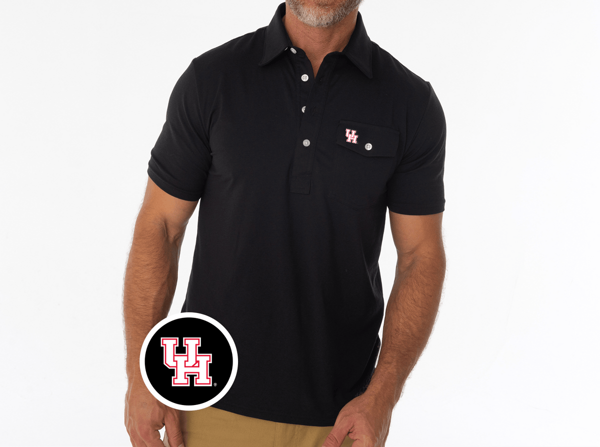 Criquet Houston Coaches Players Shirt in Interlock, Black, view 1