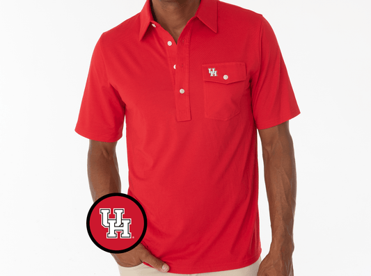 Criquet Houston Coaches Players Shirt in Interlock, Red, view 1
