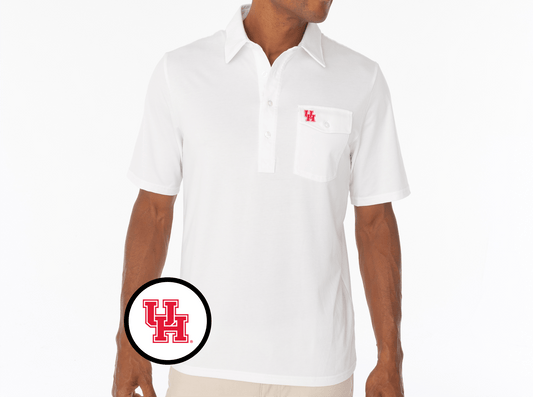 Criquet Houston Coaches Players Shirt in Interlock, White, view 1