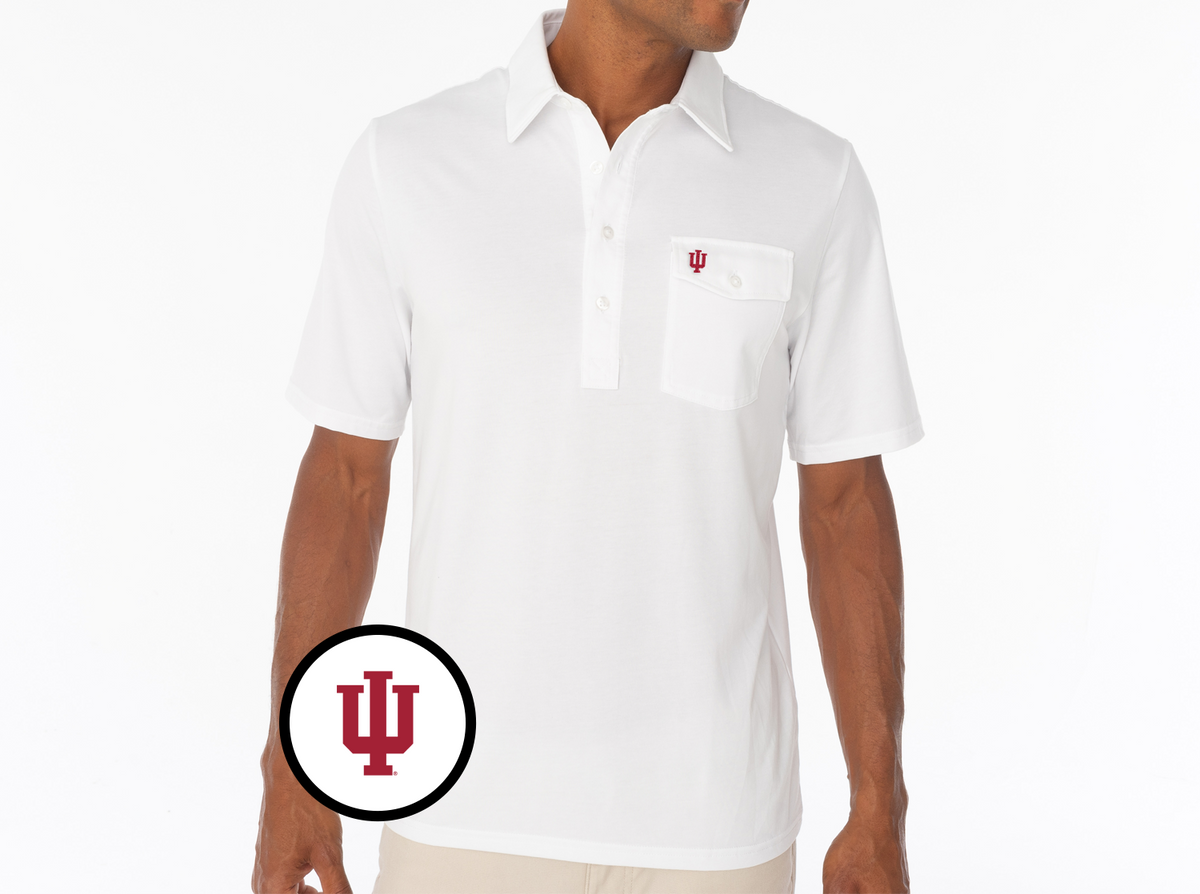 Criquet Indiana in Coaches Players Shirt, IU Interlock, White, view 2