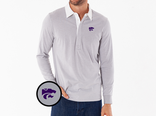 Kansas State - Coach's Rugby Shirt - Wildcat - Heather Grey