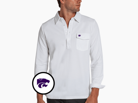 Criquet Kansas State Long Sleeve Players Shirt in Wildcat, White, view 1