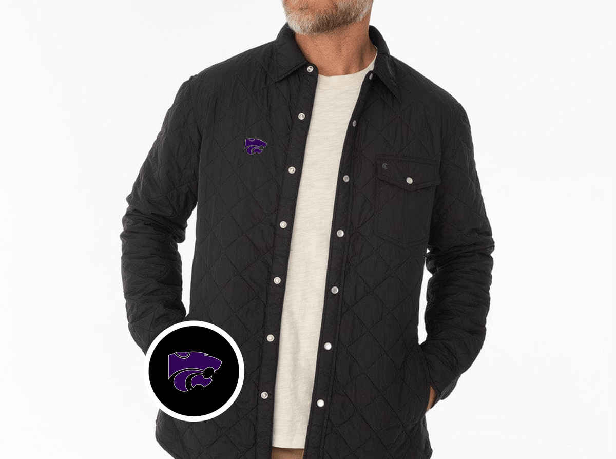 Criquet Kansas State Quilted Shacket in Wildcat, Black, view 1