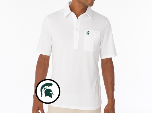 Criquet Michigan State in Coaches Players Shirt, Spartan Helmet, White, view 1