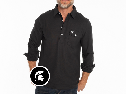 Michigan State - Coach's Long Sleeve Players Shirt - Spartan - Black