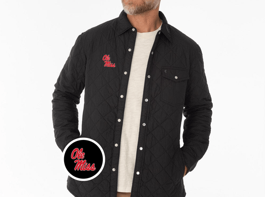 Criquet Ole Miss Quilted Shacket in Ole Miss Stack, Black, view 1