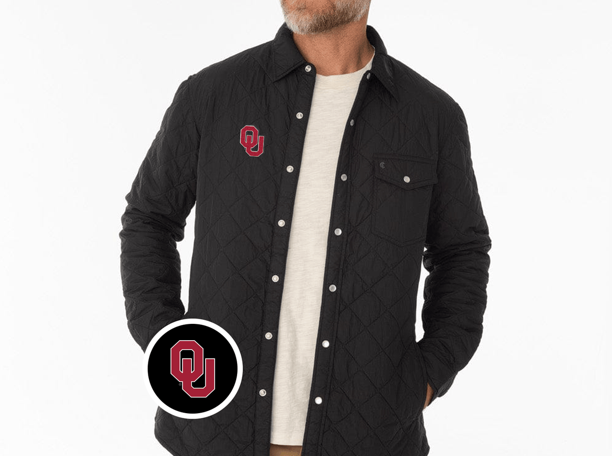 Criquet Oklahoma Quilted Shacket in OU, Black, view 1