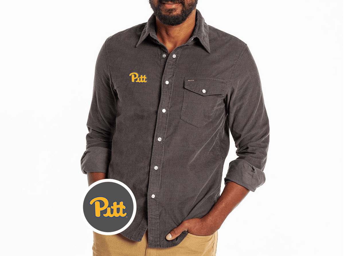 Criquet Pitt Corduroy Pearl Snap in Pitt, Charcoal, view 1
