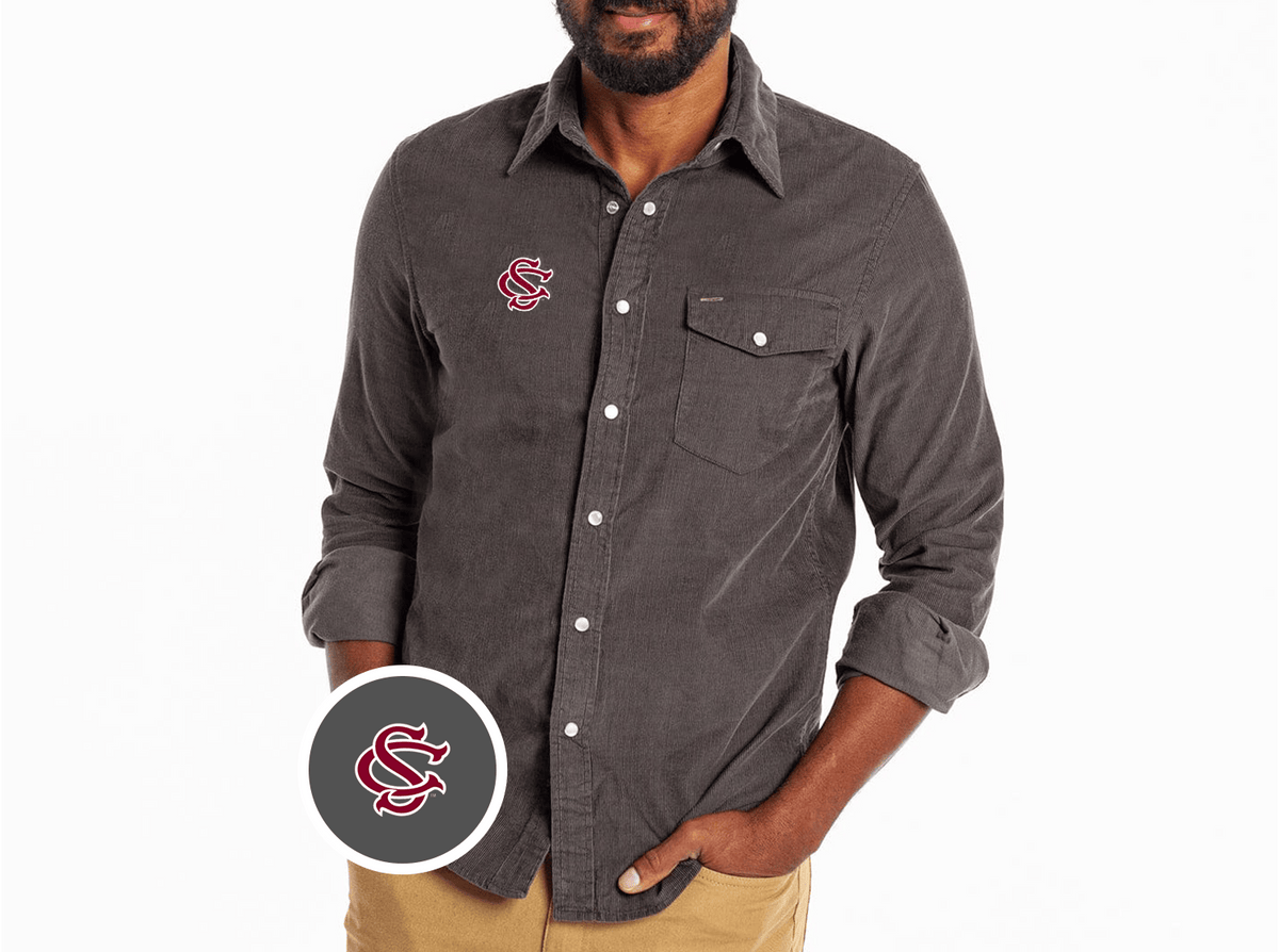 Criquet South Carolina Corduroy Pearlsnap in SC Interlock, Charcoal, view 1