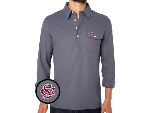South Carolina - Coach's Long Sleeve Players Shirt - SC Interlock - Blue Steel