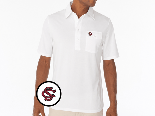 Criquet South Carolina Coaches Players Shirt in SC Interlock, White, view 1
