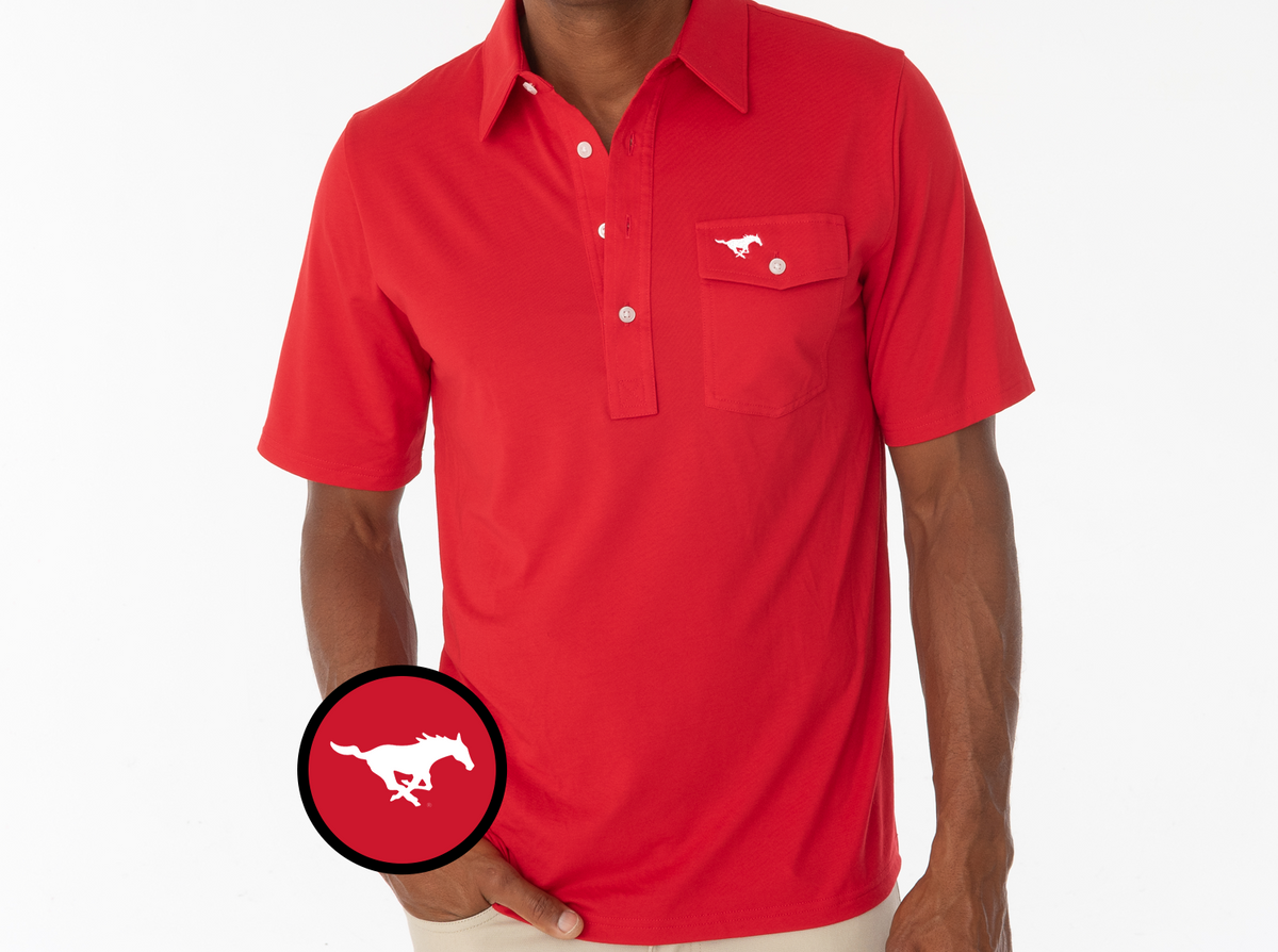 Criquet SMU in Coach's Performance Players Shirt, Mustang, Red, view 1