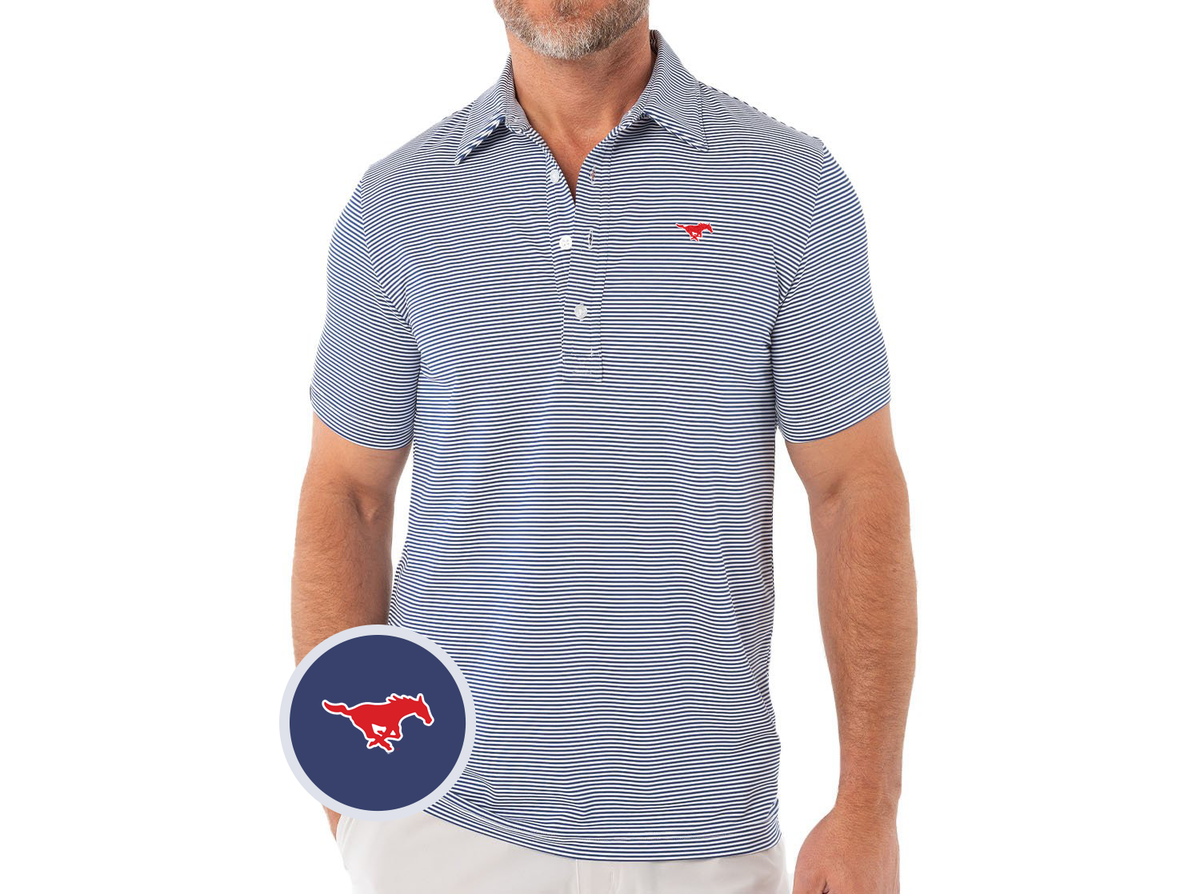 Criquet SMU in Sport Range Polo, Mustang, Hobby Stripe Navy/White, view 1
