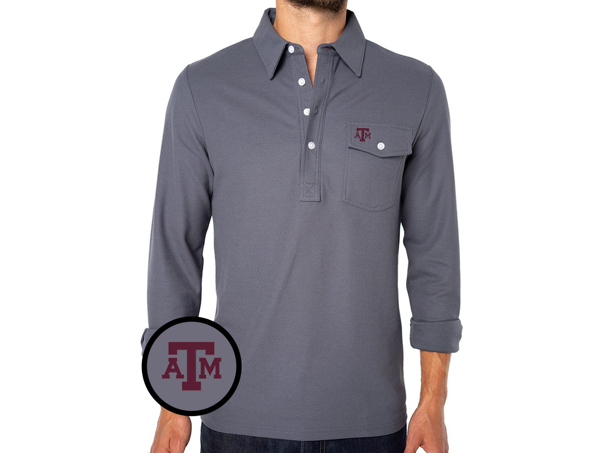 Texas A&M - Coach's Long Sleeve Players Shirt - TAM - Blue Steel