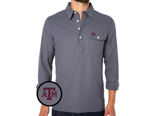 Texas A&M - Coach's Long Sleeve Players Shirt - TAM - Blue Steel