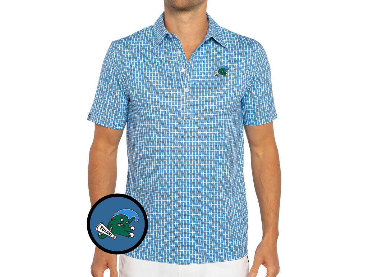 Tulane - Coach's Range Polo - Riptide - Solo Print Blue
