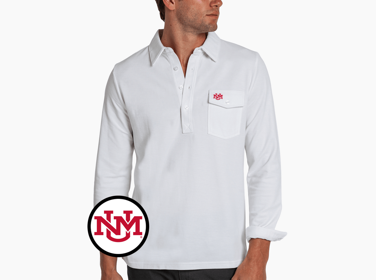 Criquet New Mexico Long Sleeve Players Shirt in Interlock, White, view 1