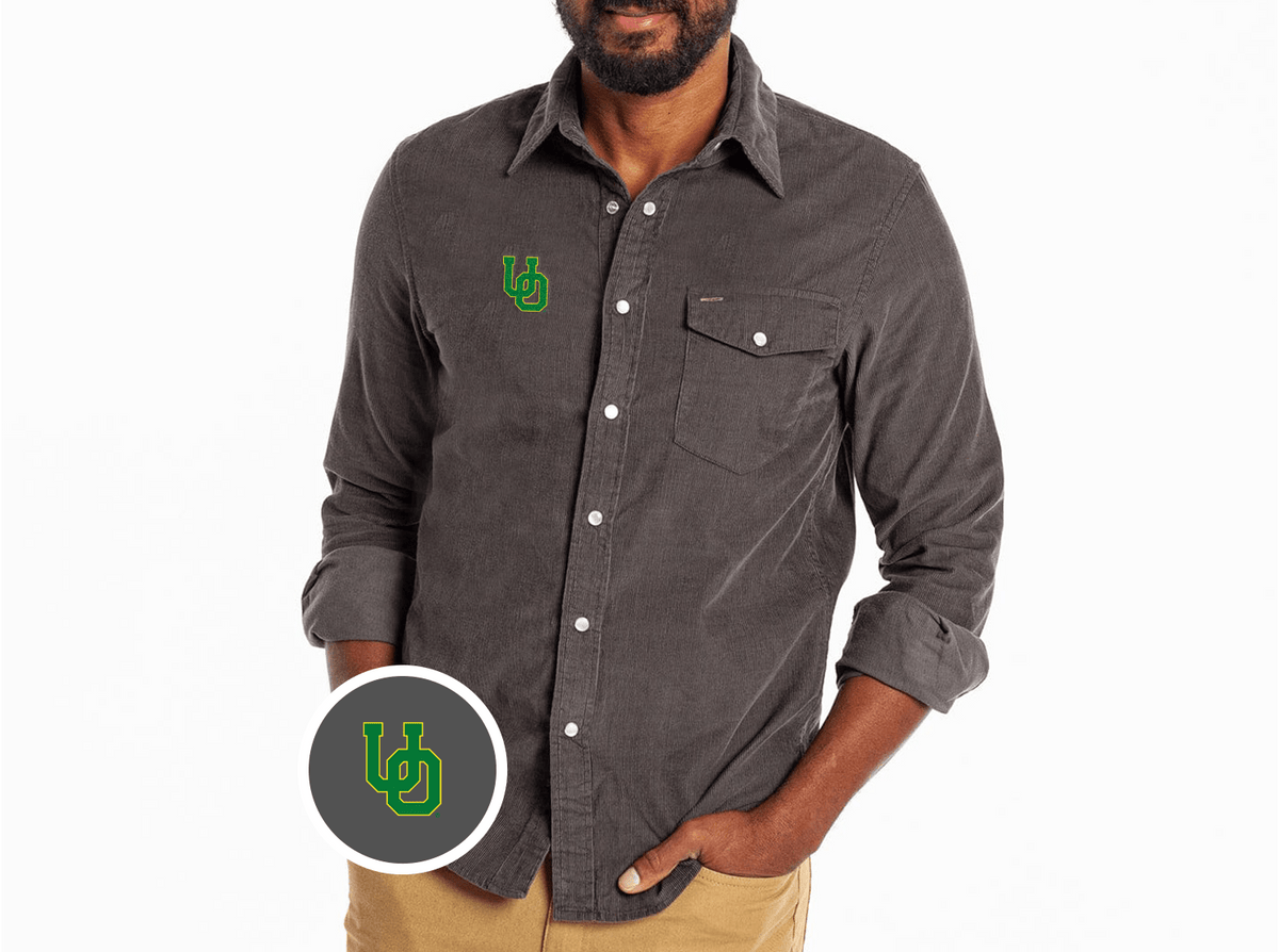 Criquet Oregon Corduroy Pearl Snap in UO Icon, Charcoal, view 1