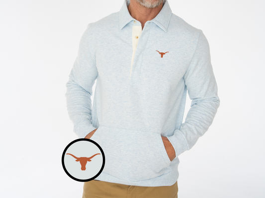 Criquet Texas Collared Sweatshirt in Longhorn, Heather Ice, view 1