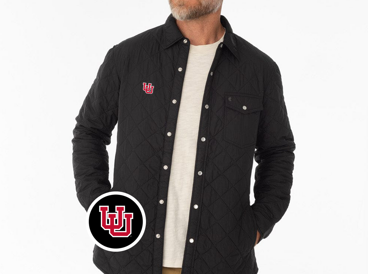 Criquet Utah Quilted Shacket in U Interlock, Black, view 1