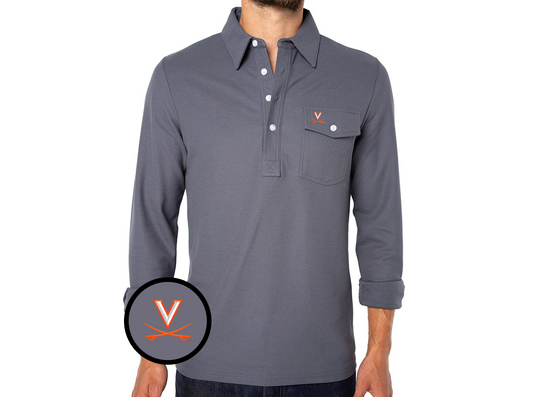 Virginia - Coach's Long Sleeve Players Shirt - V w/ Sword - Blue Steel