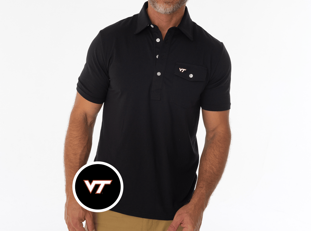 Criquet Virginia Tech Coaches Players Shirt in VT, Black, view 1