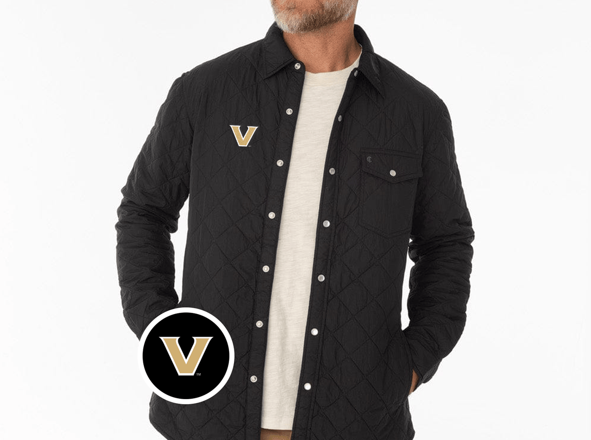 Criquet Vanderbilt Quilted Shacket in V, Black, view 1