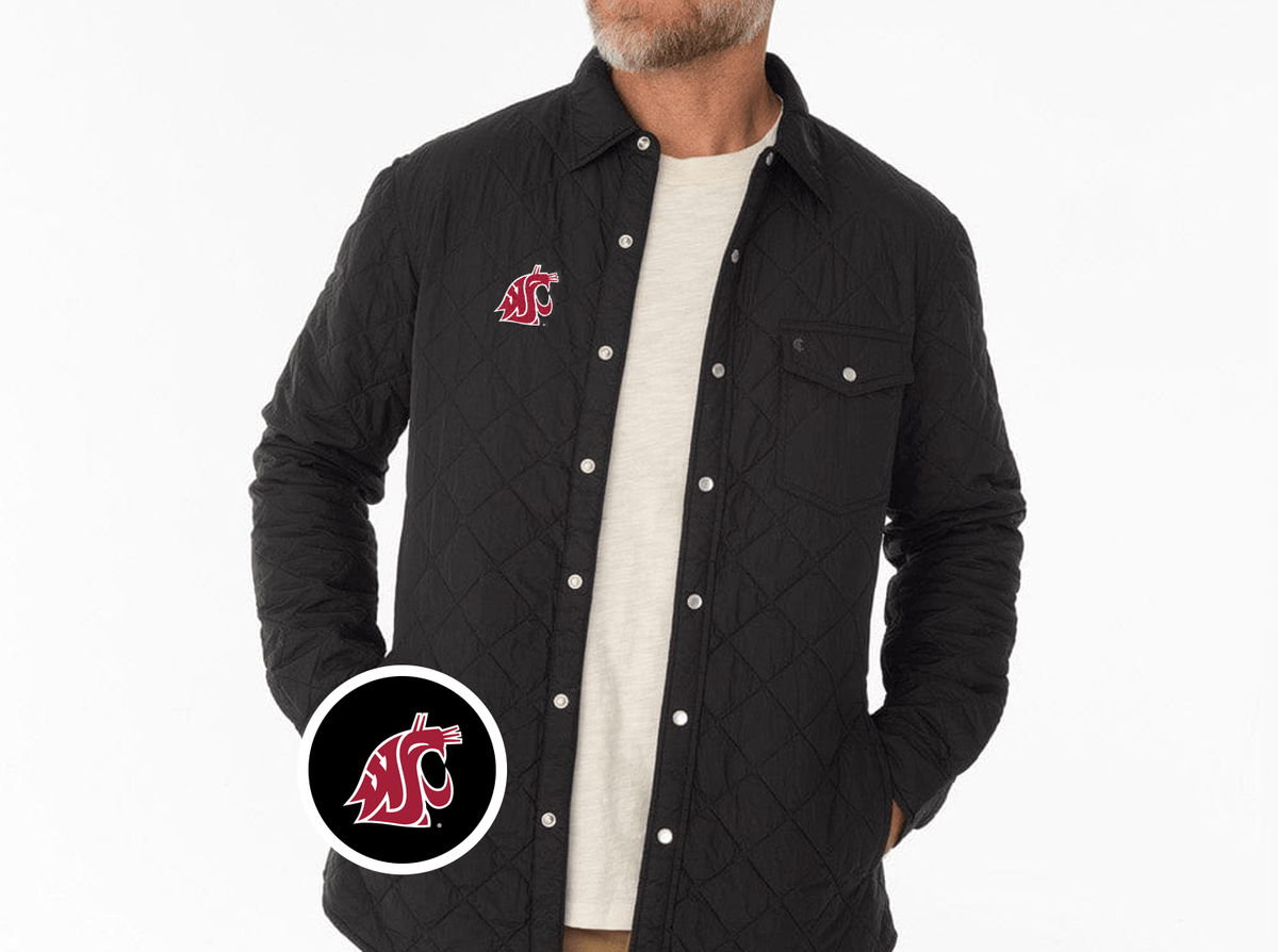 Criquet Washinton State in Quilted Shacket, Cougar, Black, view 1