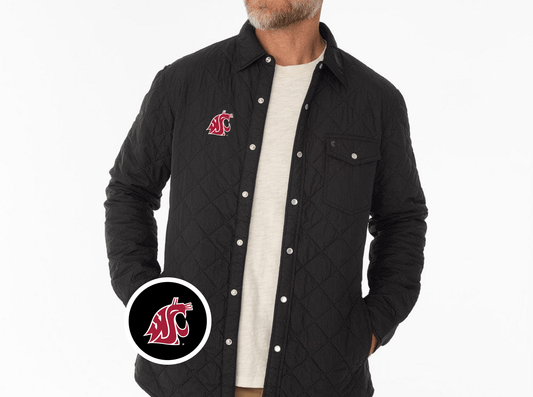 Criquet Washinton State in Quilted Shacket, Cougar, Black, view 1