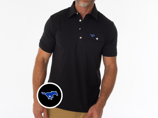Criquet SMU in Coach's Performance Players Shirt, Mustang, Black, view 1
