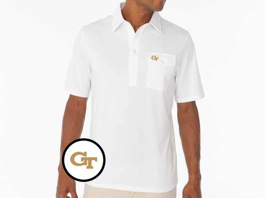 Criquet Georgia Tech in Coaches Players Shirt, GT No Outline, White, view 1