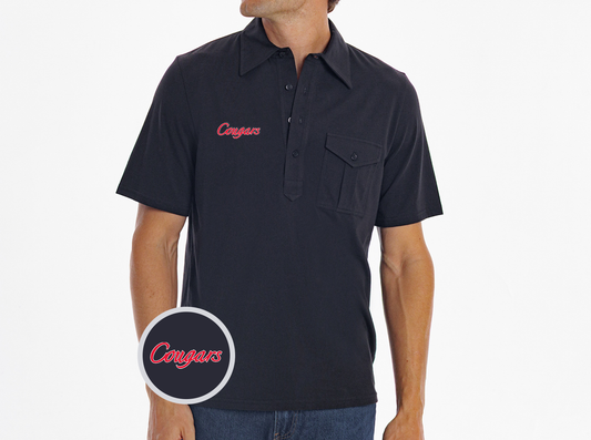 Houston - Retro Coach's Players Shirt - Cougars Script - Black