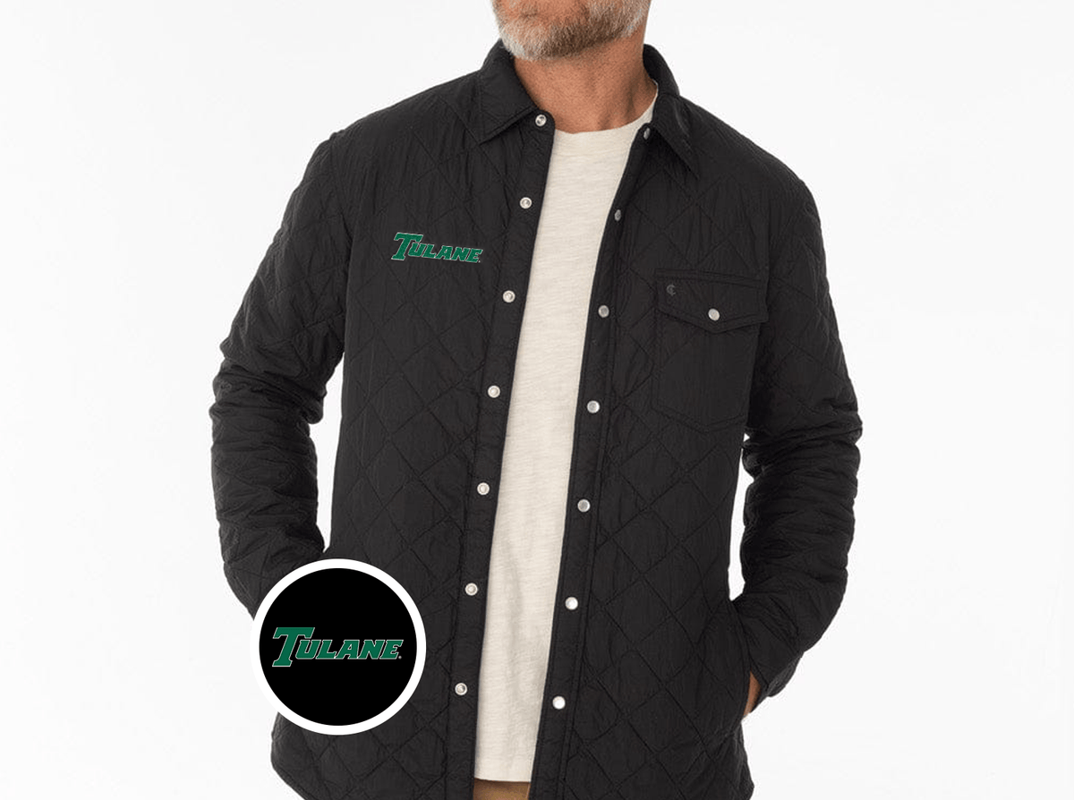Criquet Tulane Quilted Shacket in Text, Black, view 1