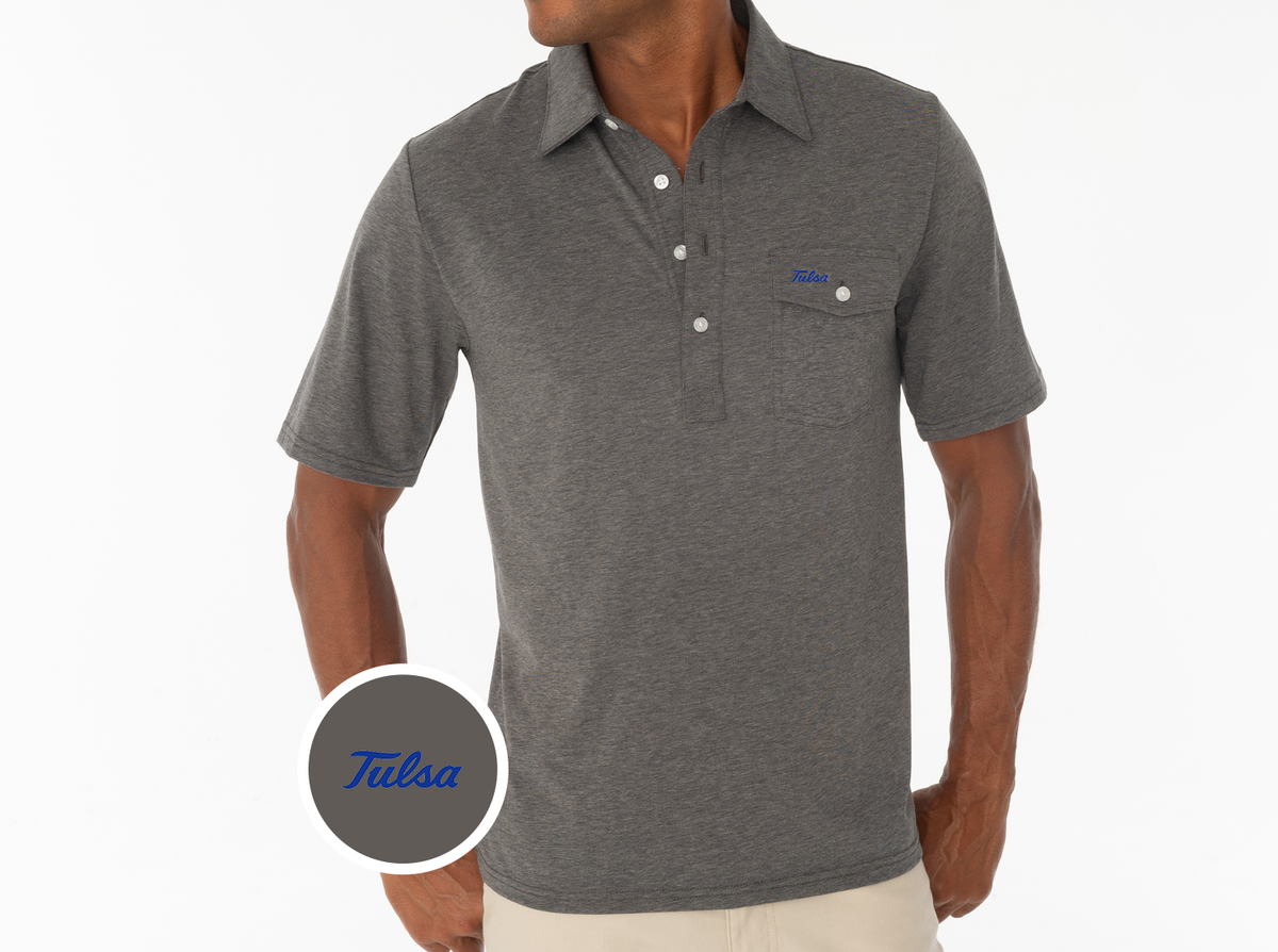 Criquet Tulsa in Coaches Performance Players Shirt, Tulsa, Heather Grey, view 1
